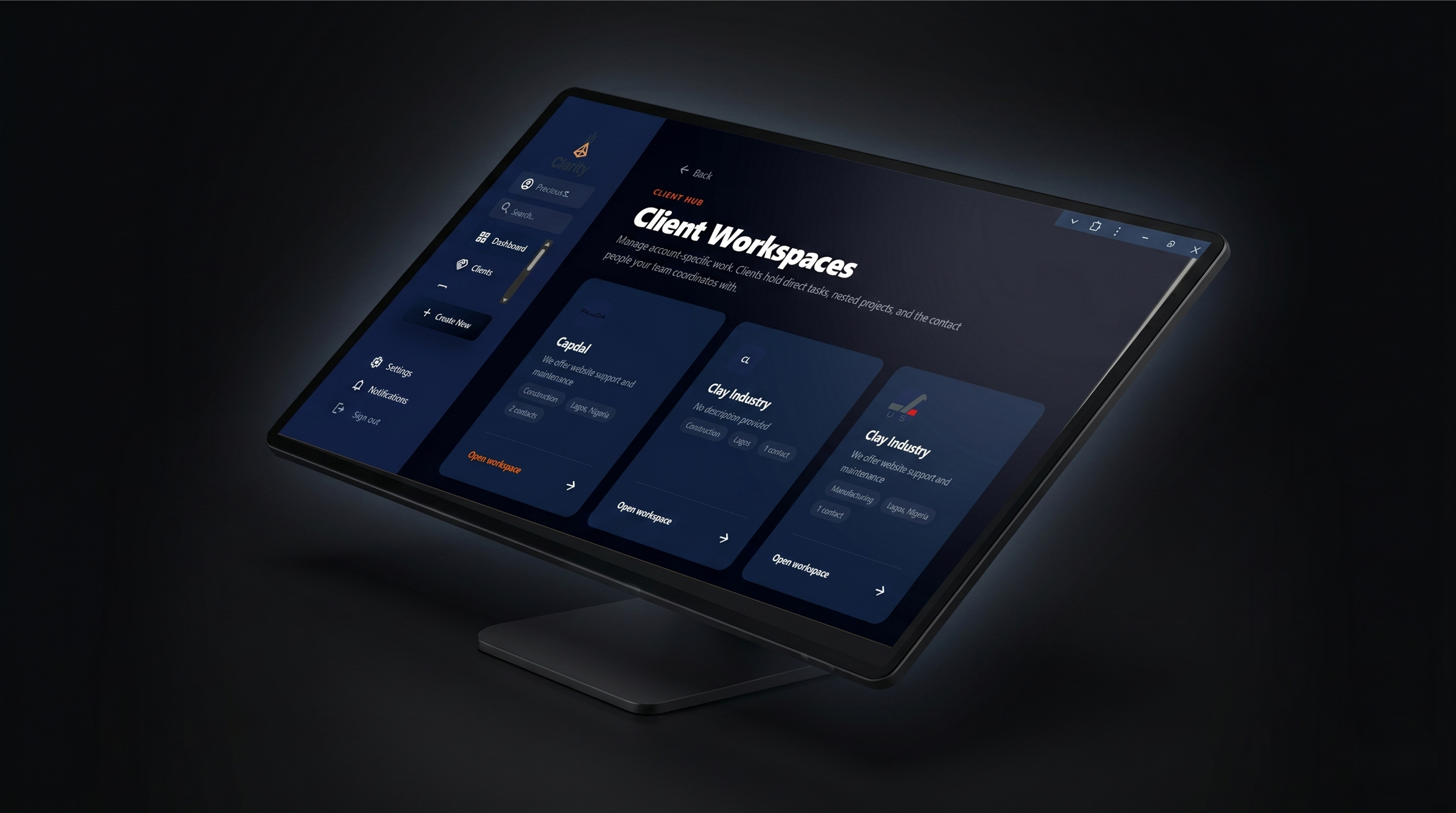 Clarity Dashboard Mockup